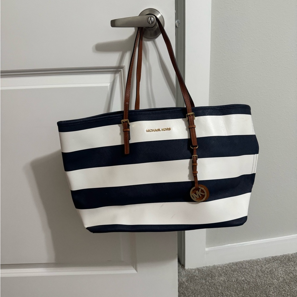 Michael Kors - Blue White Jet Set Tote - Purse - Bag